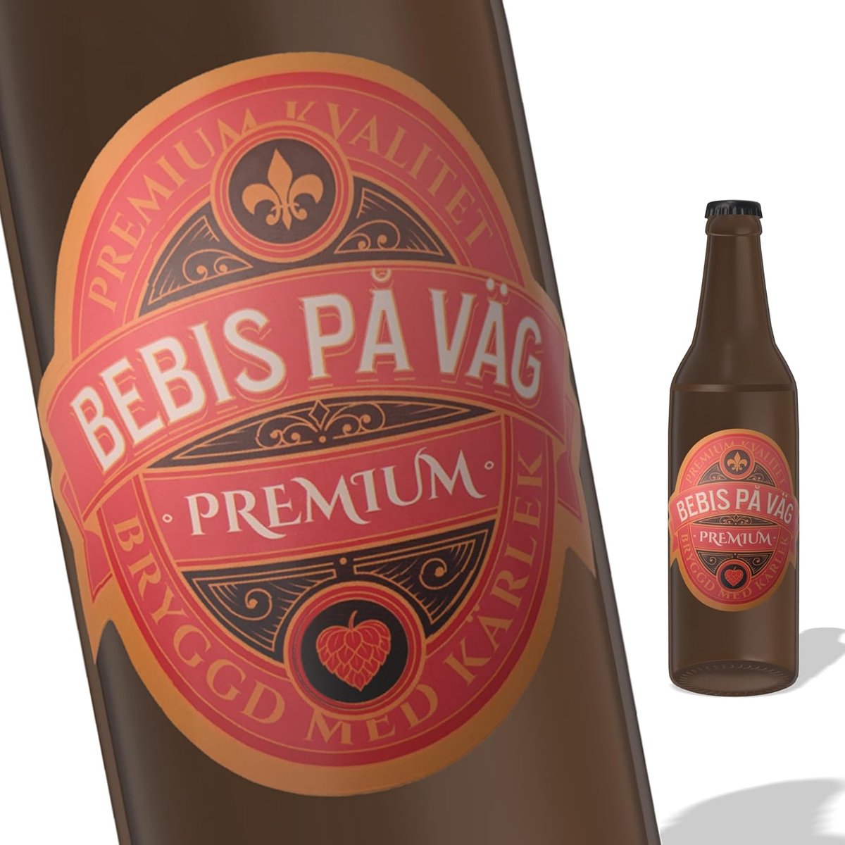Etiketten voor bierflesjes - Set van 6 - Groen & Goud - Bebis på väg boodschap - Perfect voor verrassingen - ShopVlot