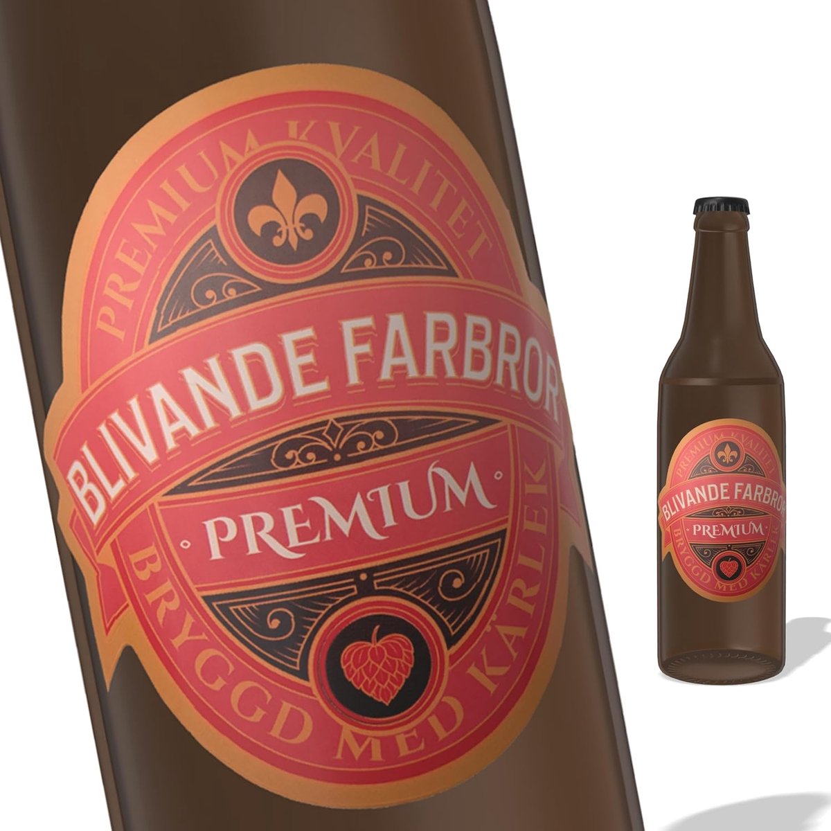 etiketten voor bierflesjes set van 3 - groen en goud - blivande farbror - perfect voor toekomstige oom - ShopVlot