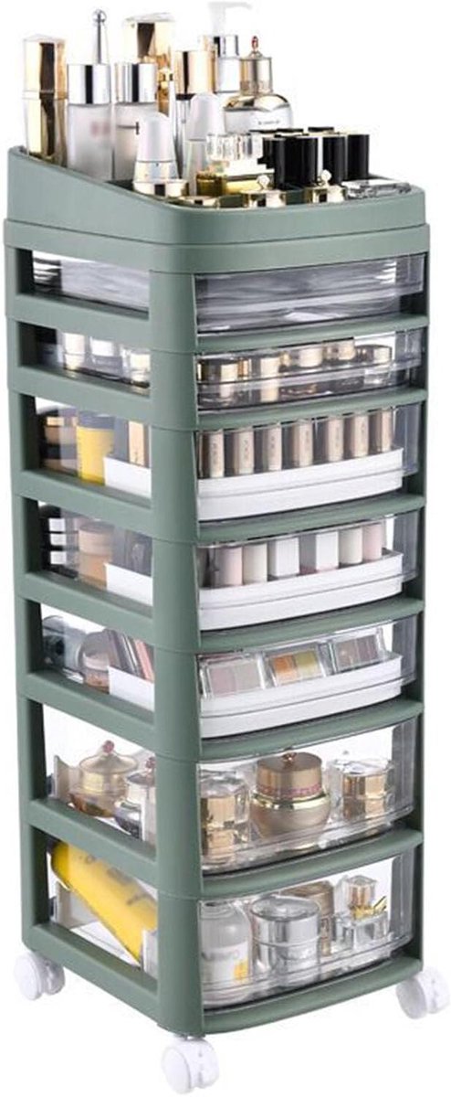 Opbergkast met Laden - Lade Organizer - Ruimte Organiseren - Transparante Laden - 28.2x34x80cm - Groen