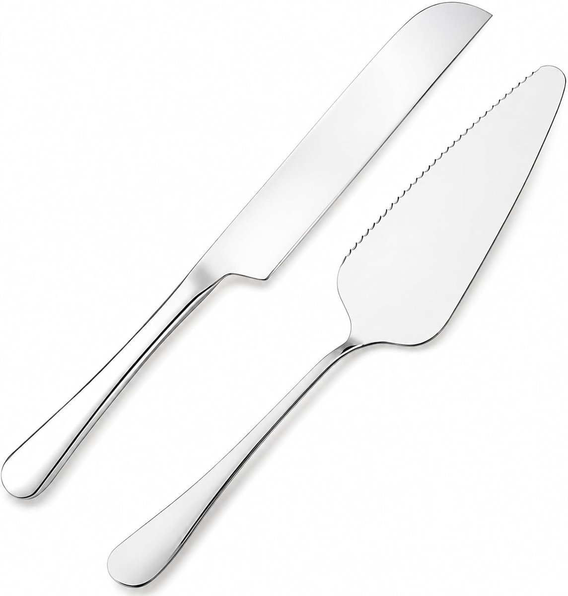 Taartschep set - roestvrij staal - zilver met gekartelde rand - ideaal voor het serveren van taarten - SnelShoppen