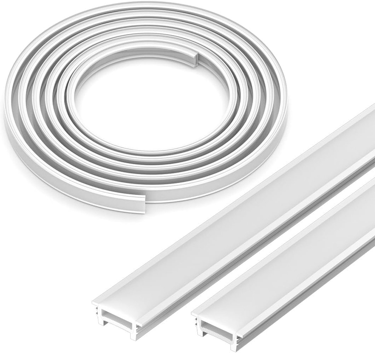 SnelShoppen - Neon Silicone Profiel T2010 5M Milky White Flexibel 120° Voorverlichting voor ≤18mm COB SMD LED Strips - Perfect voor Keuken, Tuin en Fe