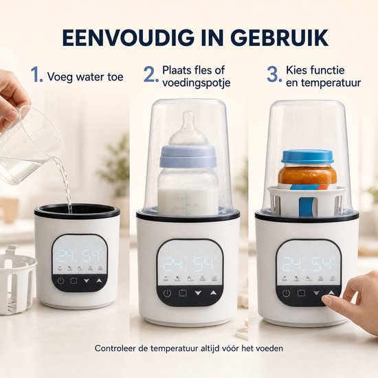 5-in-1 Flessenwarmer Onderweg - Draagbare Flessenwarmer met Sterilisator - Touchbediening - BPA-vrij — afbeelding 3