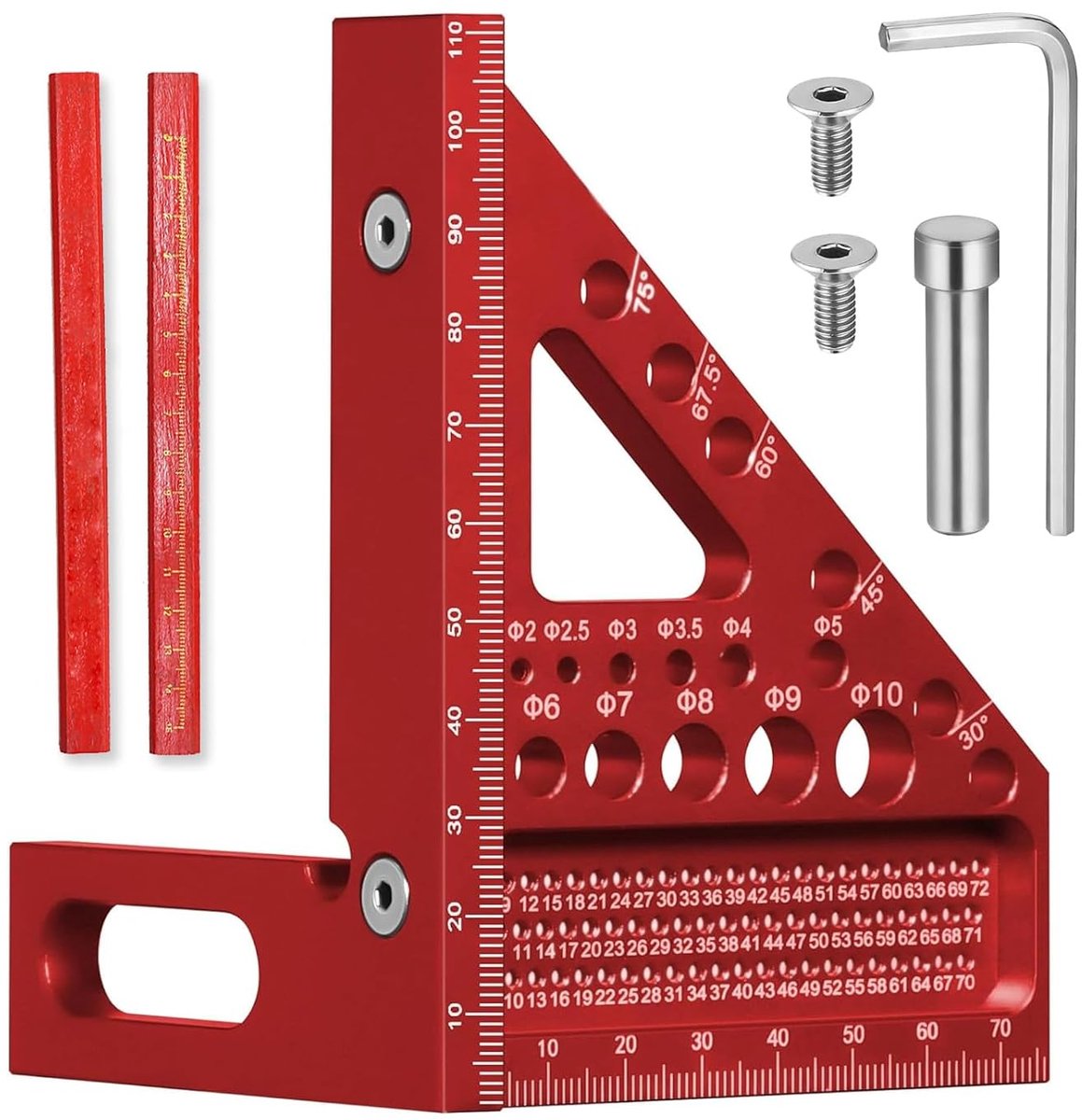 3D Mitre Angle - multifunctioneel 22,5-90° - aluminium legering - hoogprecisie meetinstrument voor timmerwerk - SnelShoppen