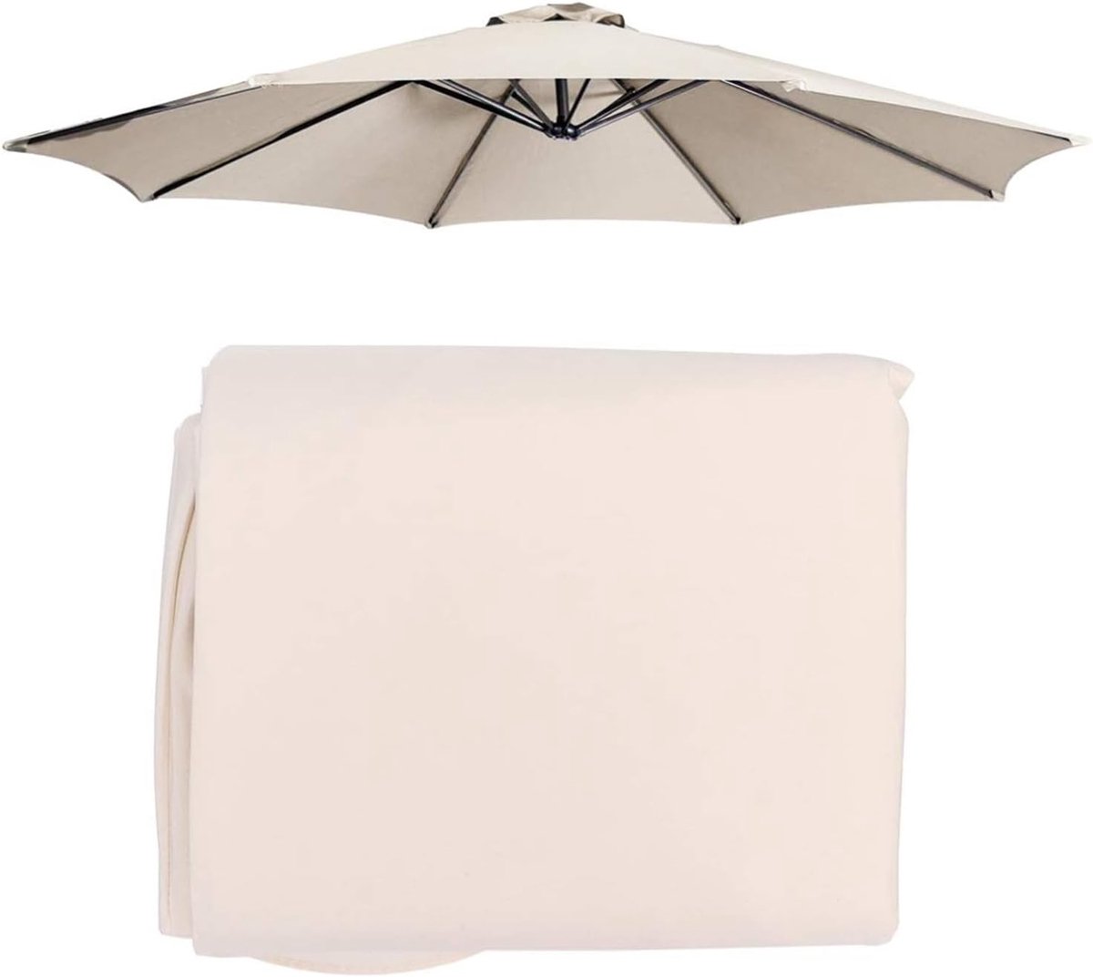 SnelShoppen - Patio Parasol Vervangende Doek 3m 8 Ribben Waterdicht Tuin Buiten Duurzaam Dekzeil Wit voor Terras, Tuin, Achtertuin, Zwembad