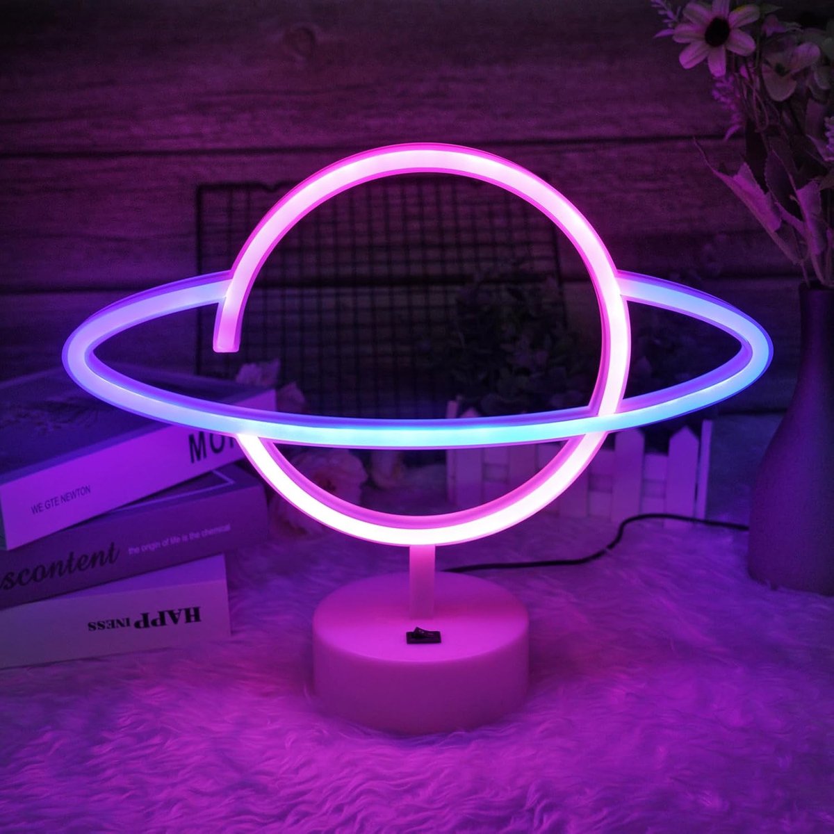 Neon Lichtsignaal Planeet - LED Neon Verlichting - Draagbaar met USB/batterij - Ideaal voor Kinderkamer en Decoratie - SnelShoppen