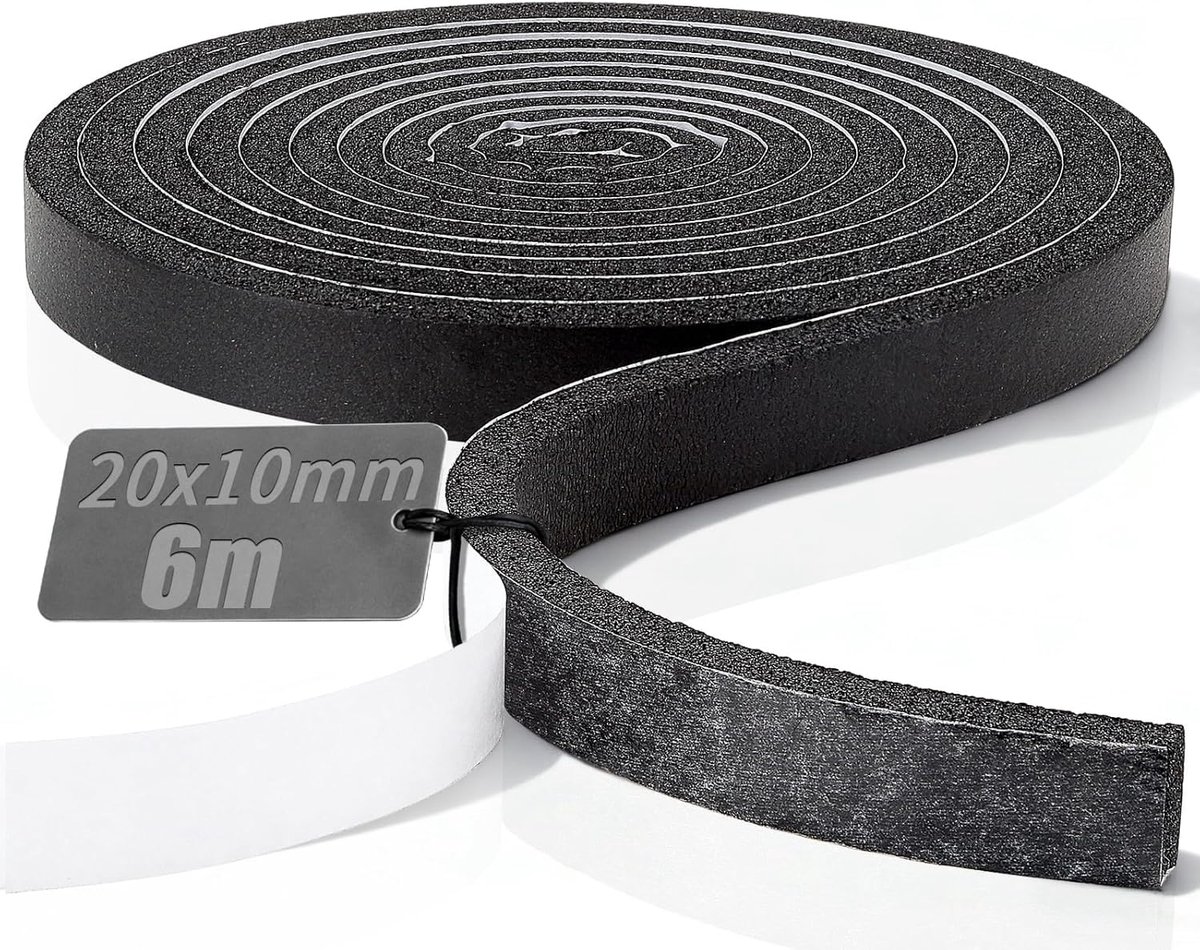 Sealing tape 20 mm - zelfklevend schuimrubber - geluidsisolatie - ideaal voor ramen en deuren - SnelShoppen