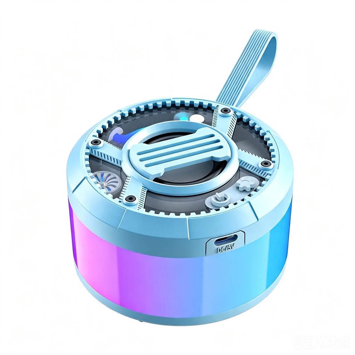 Fivesquare MiniDJ PartyBox Speaker – Mini Bluetooth Speaker met RGB Licht, 5W Power & TWS/TF Ondersteuning Blauw V3