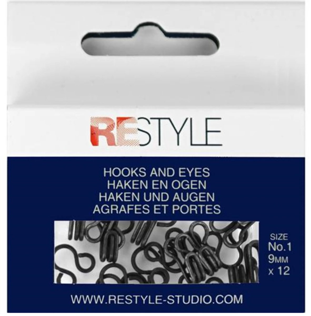 Haken en ogen nr. 1 zwart, 12 stuks