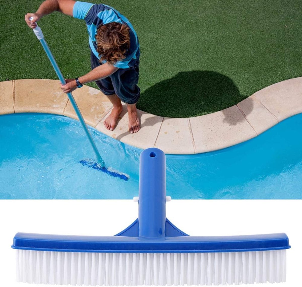 SnelShoppen - Plastic Borstel Poolborstel 10 Inch Huishoudelijk Schoonmaakgereedschap Voor Zwembad, Vijver en Spa - Lichtgewicht en Corrosiebestendig