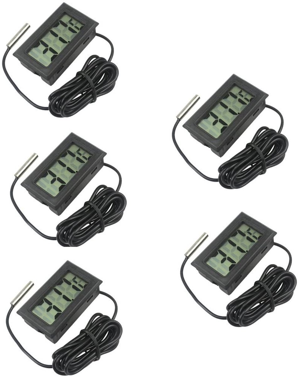 Digitale LCD thermometer - 5 stuks - externe sonde - ideaal voor koelkast en vriezer - ShopVlot