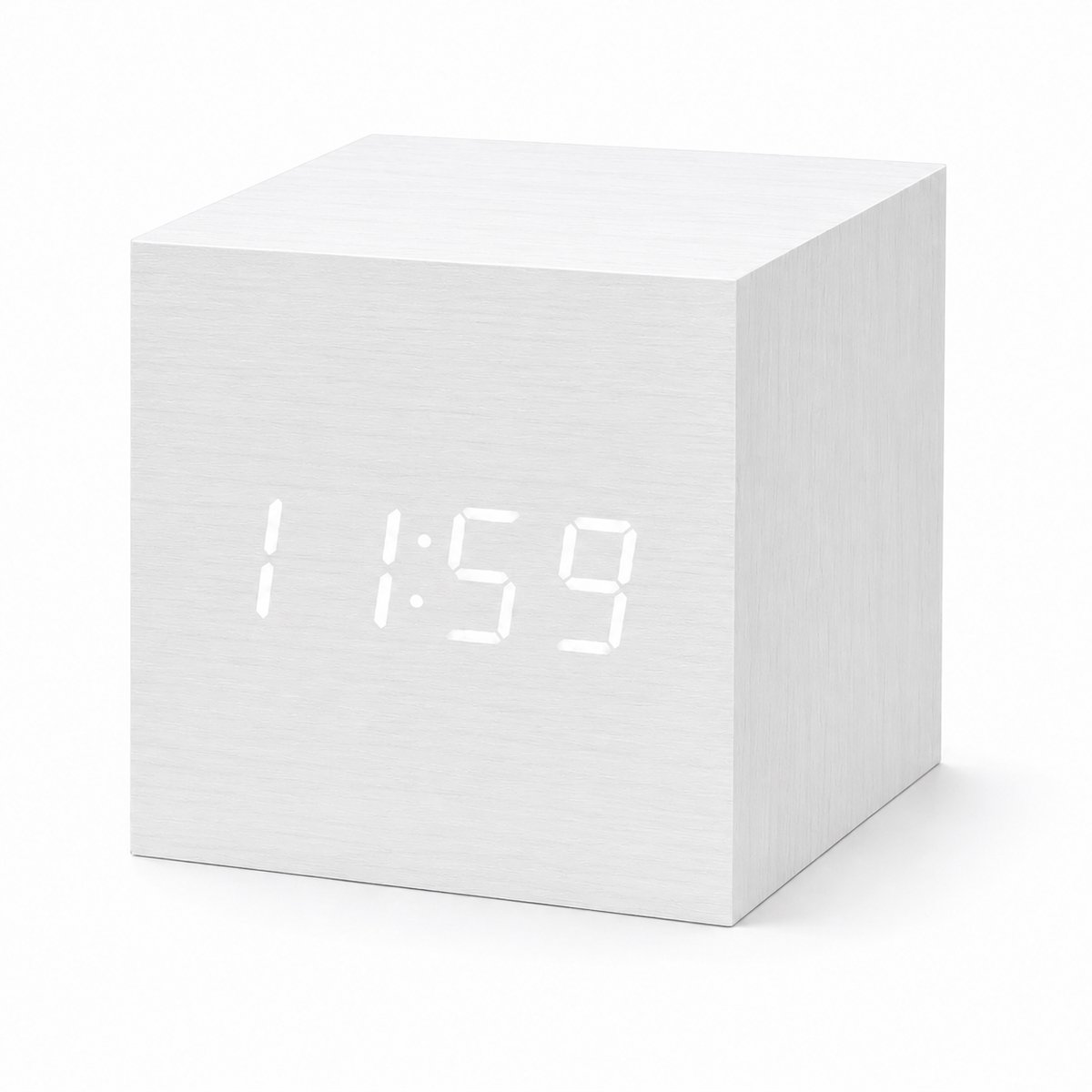 AXBO Digitale Houten Wekker – 3 Alarmen – Snooze – Sound Control – LED Display – USB + Adapter Inclusief- Wit
