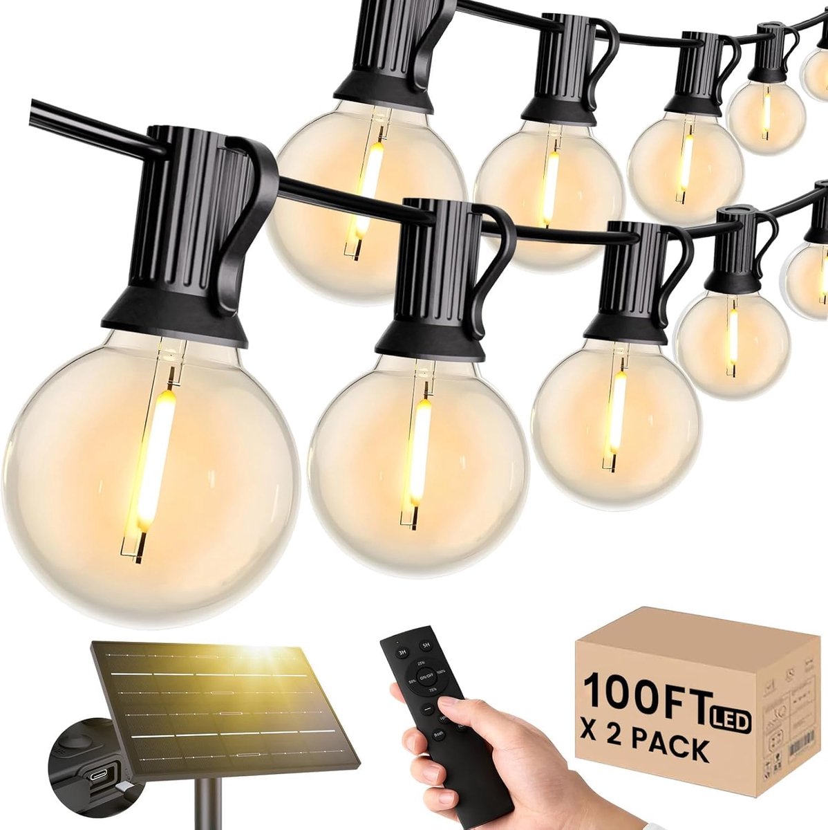 Solar Festoenverlichting 200FT - Dimbaar met Afstandsbediening - Timer en 3 Modi - ShopVlot