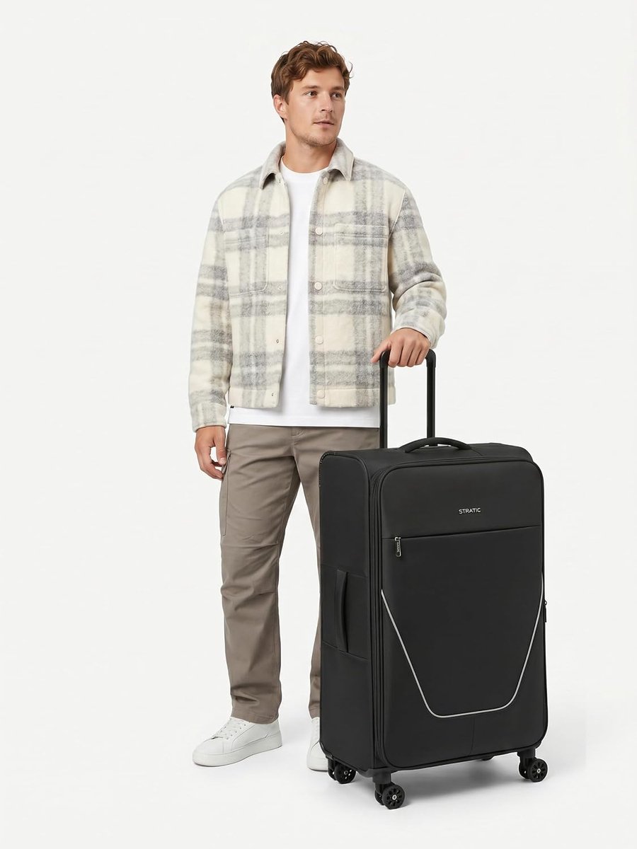 Harde koffer groot - zacht materiaal - met slotbare handgreep - perfect voor lange reizen - ShopVlot