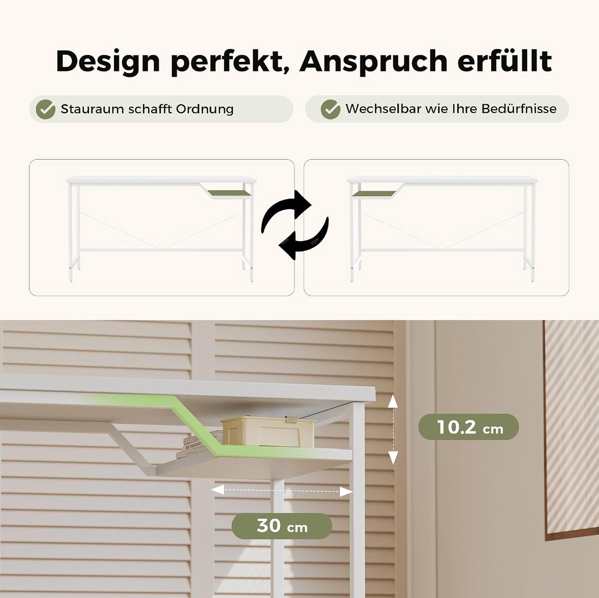 Computerbureau - Bureau tafel - Thuiswerken studeren - Ergonomische hoogte - 120x60 cm - Wit thumbnail 5
