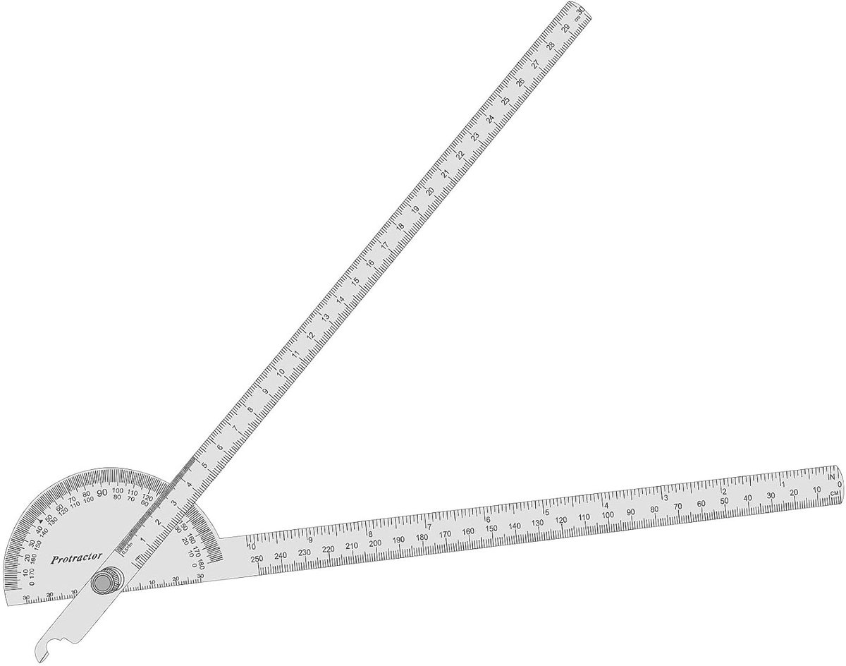 Protractor 0-180° - RVS meetinstrument - 30 cm lengte - Nauwkeurige hoeken meten - ShopVlot