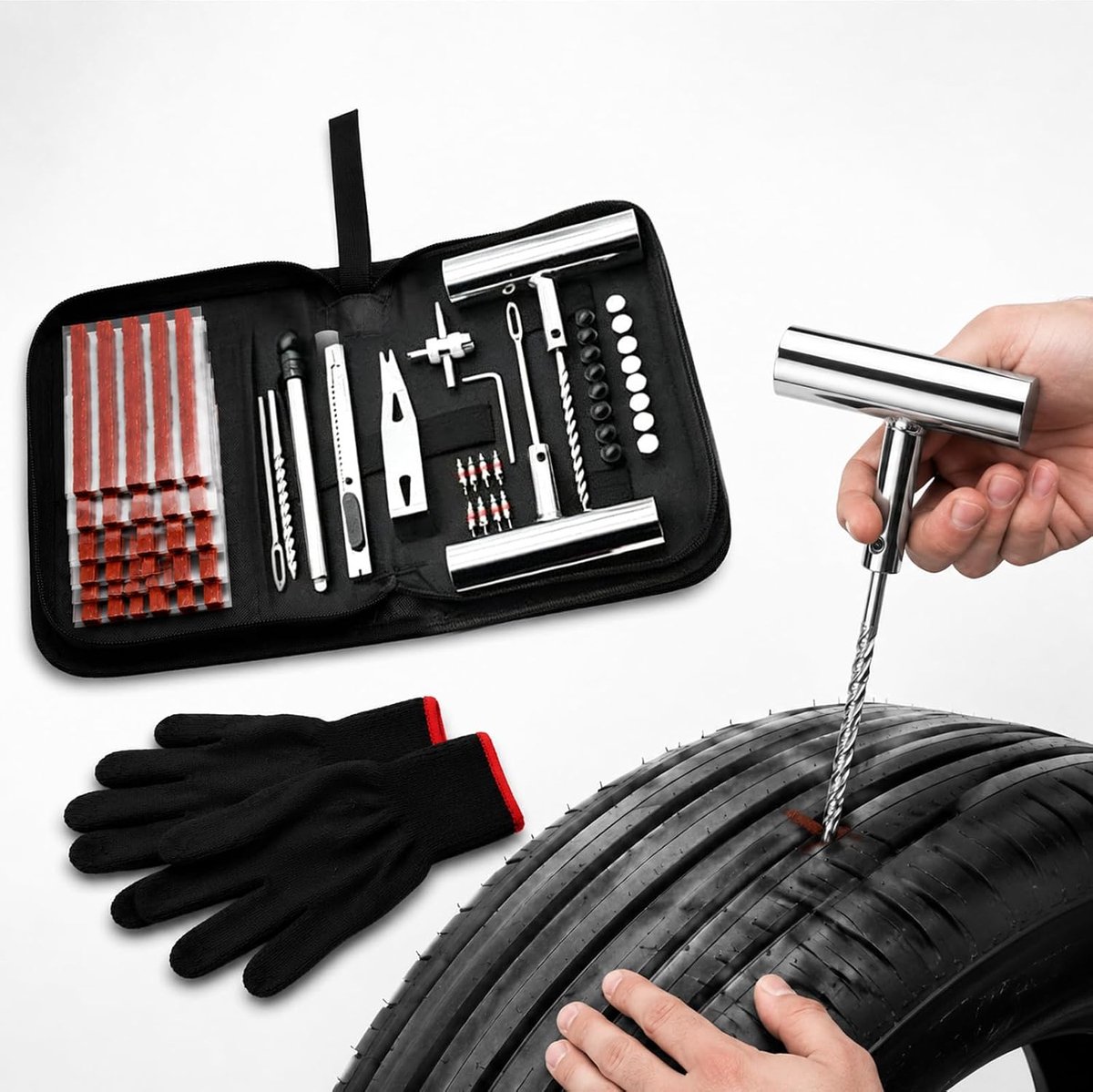 Bandenreparatieset 62-delig - Universele reparatiekit - Snelle afdichting - ShopVlot