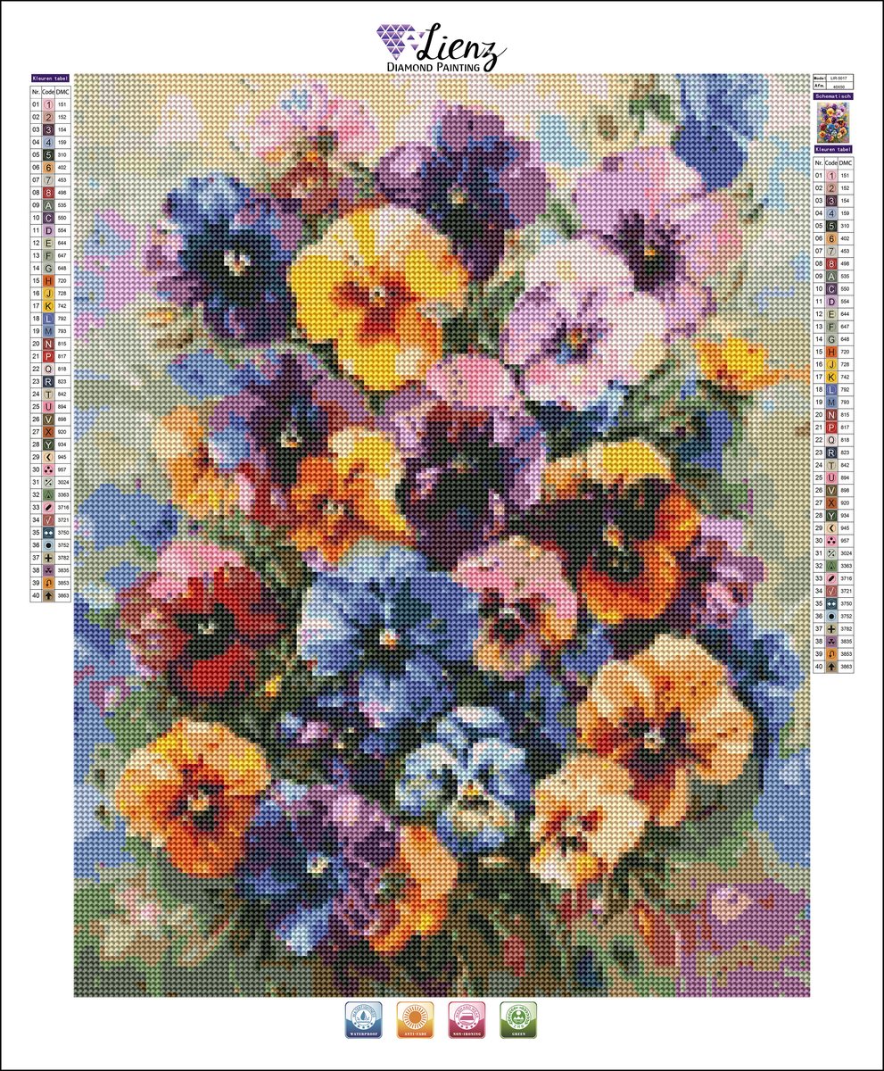 Lienz® Diamond Painting volwassenen 40x50cm – Rond – Bloemen — afbeelding 2