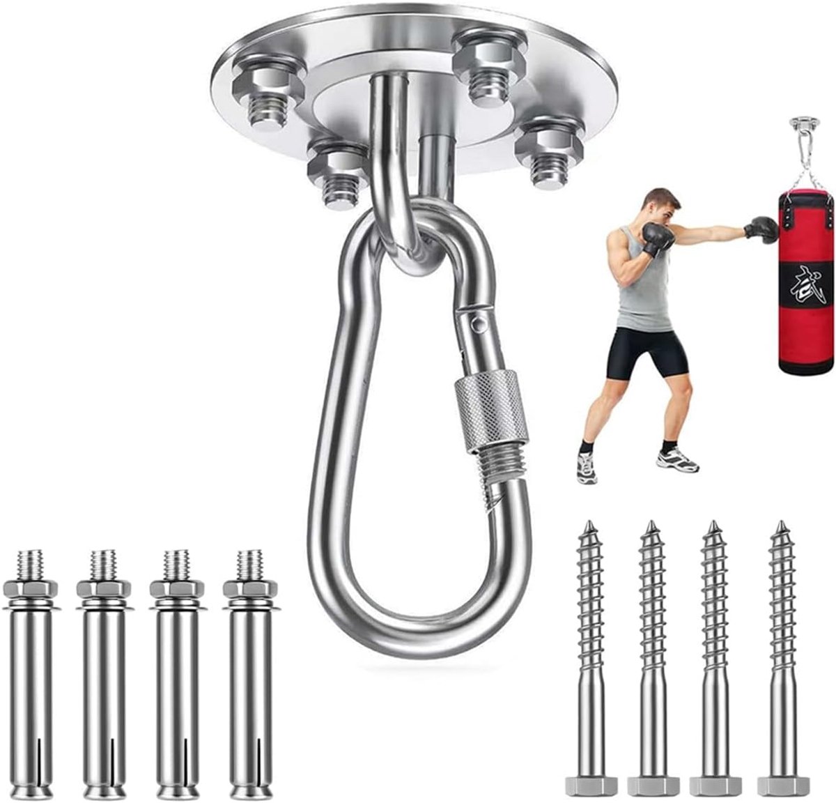 Plafondhaak 400 kg - Premium roestvrij staal - 360° draaibaar - Perfect voor hangstoel en bokszak - ShopVlot