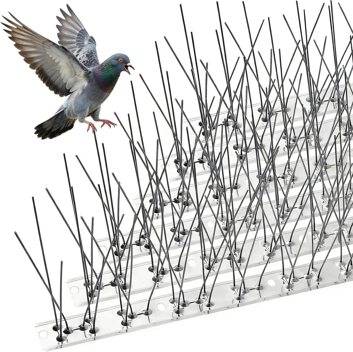 Vogelafweerspikes 1 m - roestvrij staal - duiven- en kraaienbestrijding - ideaal voor dak en ramen - ShopVlot