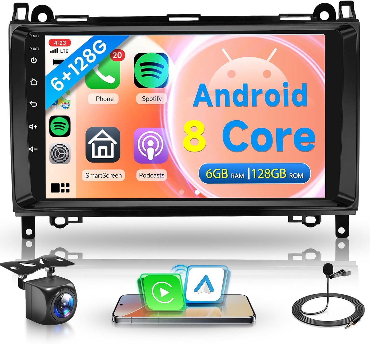 Autoraudio 9 Inch - 6G+128G - 8-Core - Android Auto en GPS Navigatie - ShopVlot