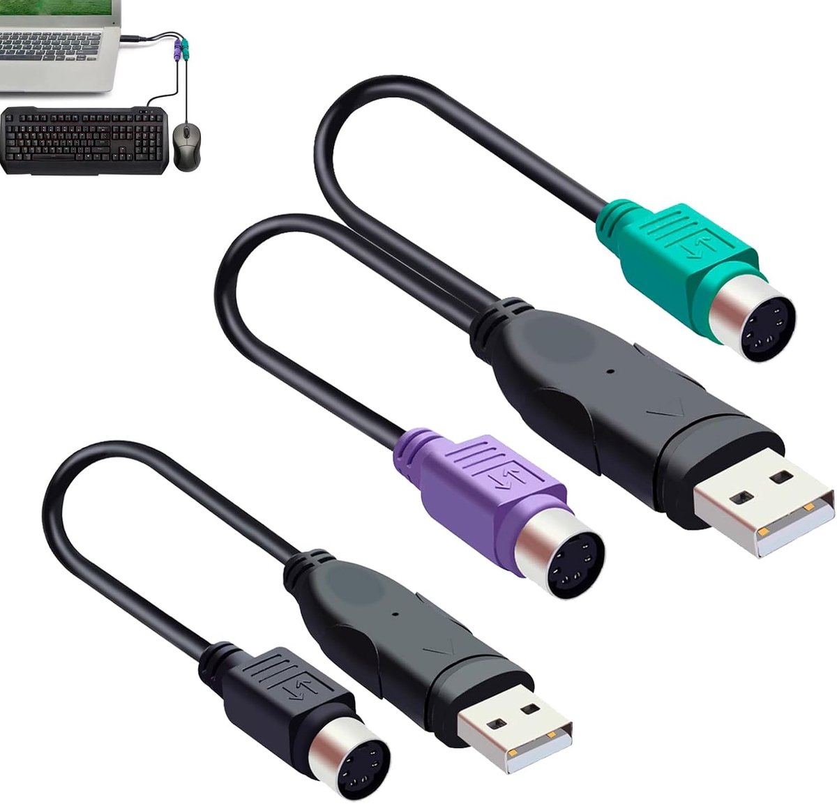 USB naar PS2 Adapter - 2 Stuks - Dual Connector - Voor toetsenbord en muis - ShopVlot