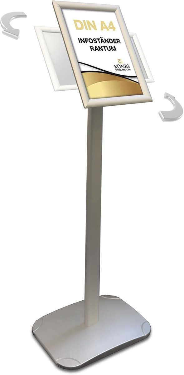 Info stand A4 - aluminium - draaibaar in portret en landschap - ideaal voor flexibele presentaties - ShopVlot