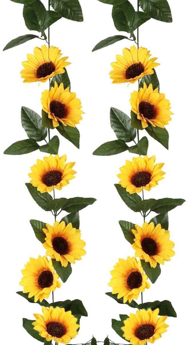 Kunstmatige zonnebloem-slinger 2,4 m - kunstplanten - rankbladeren - sfeervolle decoratie - ShopVlot