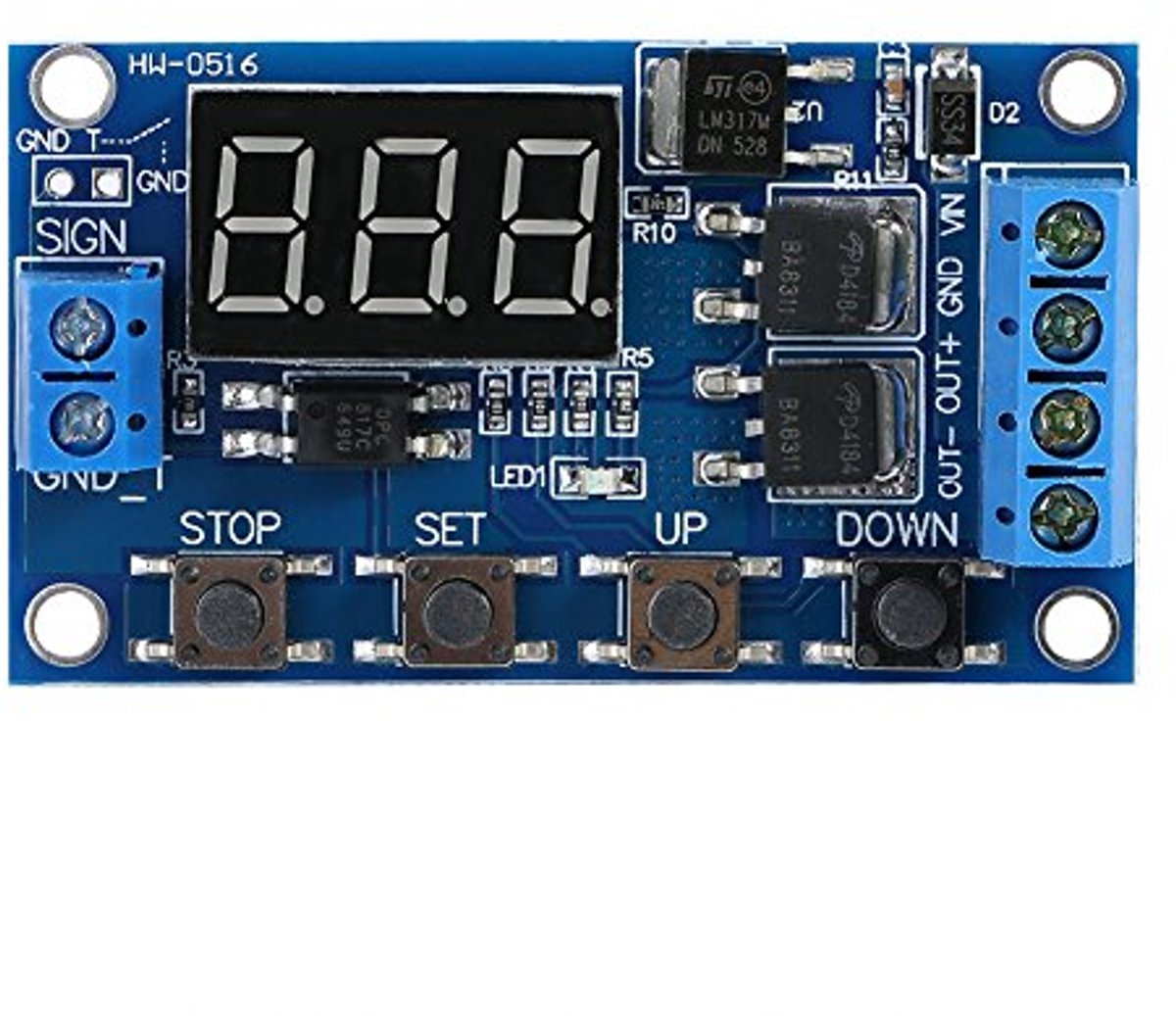 Timer module digitale timer - DC 5 V tot 36 V - LED-display - Voor stille schakeling - ShopVlot