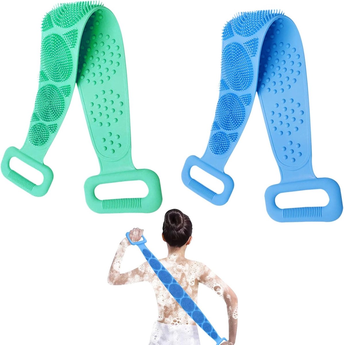 Lichaamsborstel 60cm - Siliconen dubbele zijde - Exfoliërende massage - Zachte scrub voor huidverzorging - ShopVlot