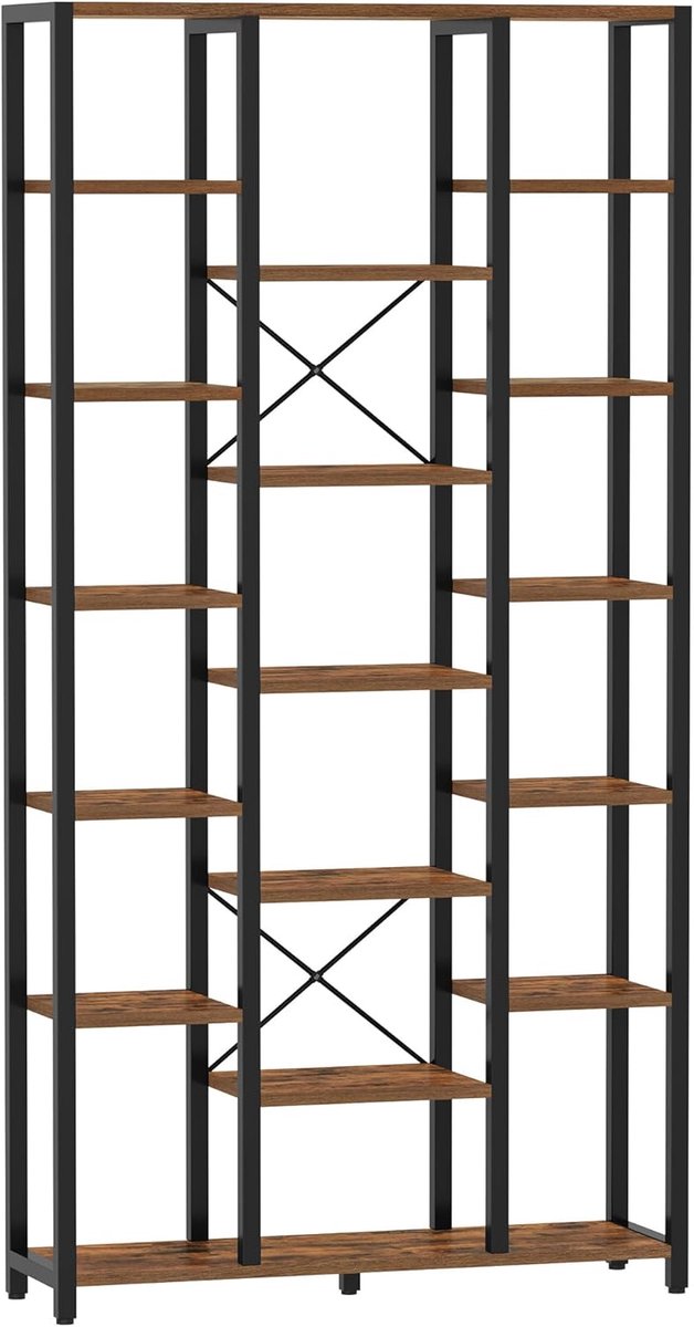 Hzuaneri boekenplank, 7 niveaus en 18 open planken, 202 cm