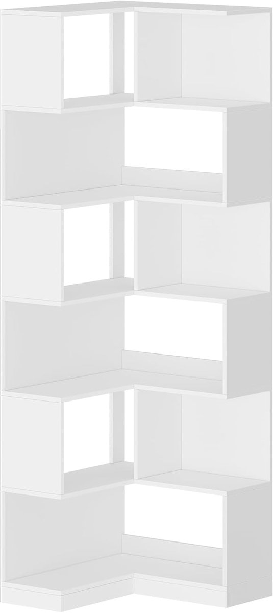 Hzuaneri Boekenkast, hoekrek met 7 niveaus, L-vormig rek, 181,5 cm