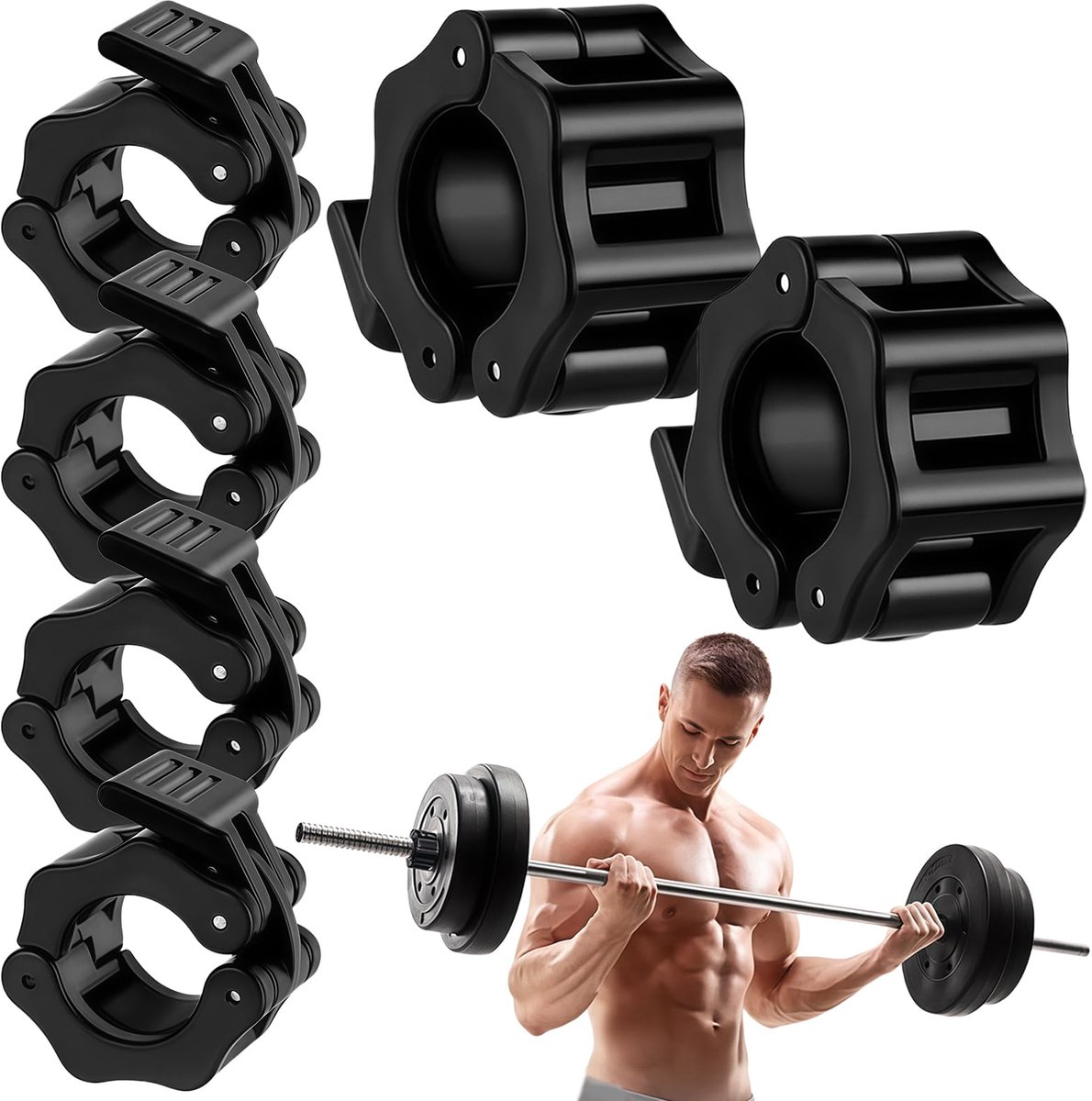 Olympische klemmen 30 mm - snelspankraag - 6 stuks - ideaal voor gewichtheffen - ShopVlot