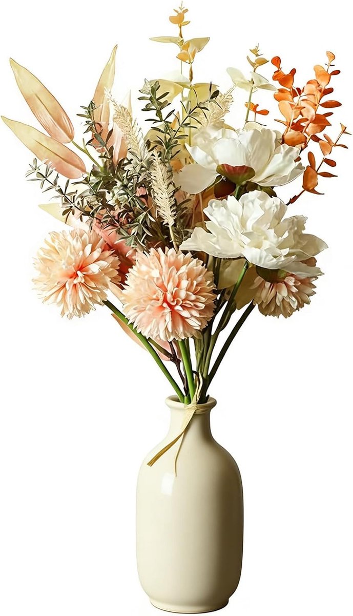 Kunstbloemen boeket 44 cm - herfst - 7 soorten - levendige decoratie voor woonkamer - ShopVlot