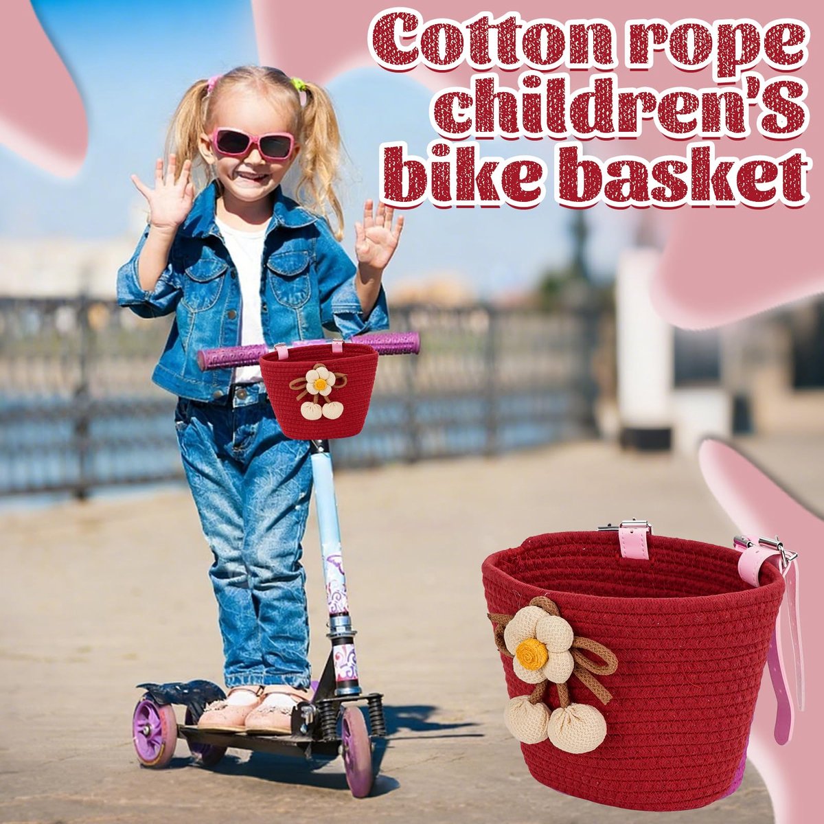 Kleine fietsmand - extra grote voormand - kleurrijk geweven - ideaal voor speelgoed en accessoires - ShopVlot