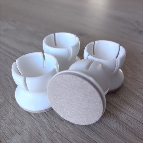 Kinderstoelpoot Vloer Beschermers met Vilt - 4 stuks Stoelpoot Doppen Wit - Anti Kras - Geschikt voor IKEA ANTILOP Kinderstoel - Poot Beschermers Vilt - Wit — afbeelding 4