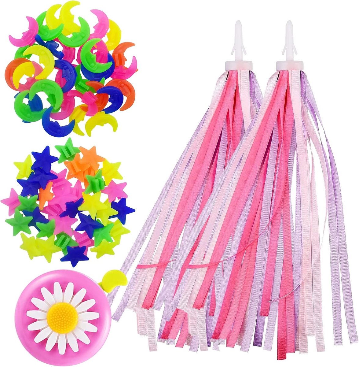 Fietsslingers Met Stuurwimpels - Regenboog Spaken Bloem - Leuke Versiering Voor Kinderen - ShopVlot