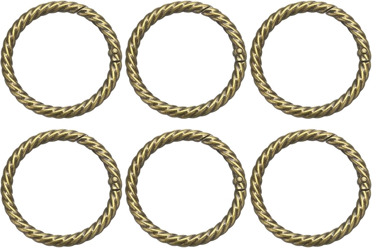 6 stuks Lente O-ringen 1 1/2" ronde trigger metalen snap haak cirkel brons sleutelring clip sleutelhanger voor tassen handtassen portemonnees sleutelhanger