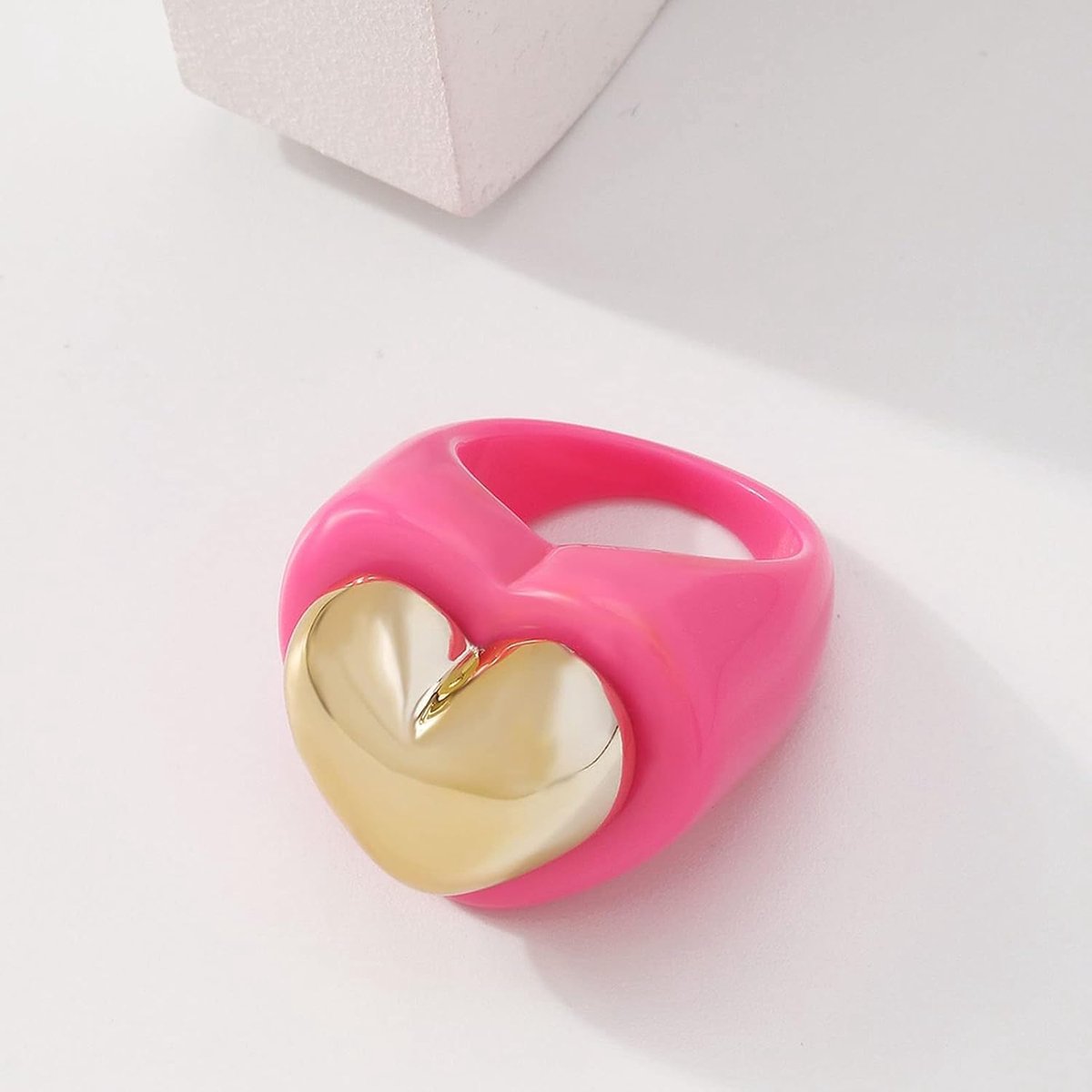 Liefde ring hiphop stijl netto rode mode snoep kleur ring Europese en Amerikaanse trendy gezamenlijke ring;