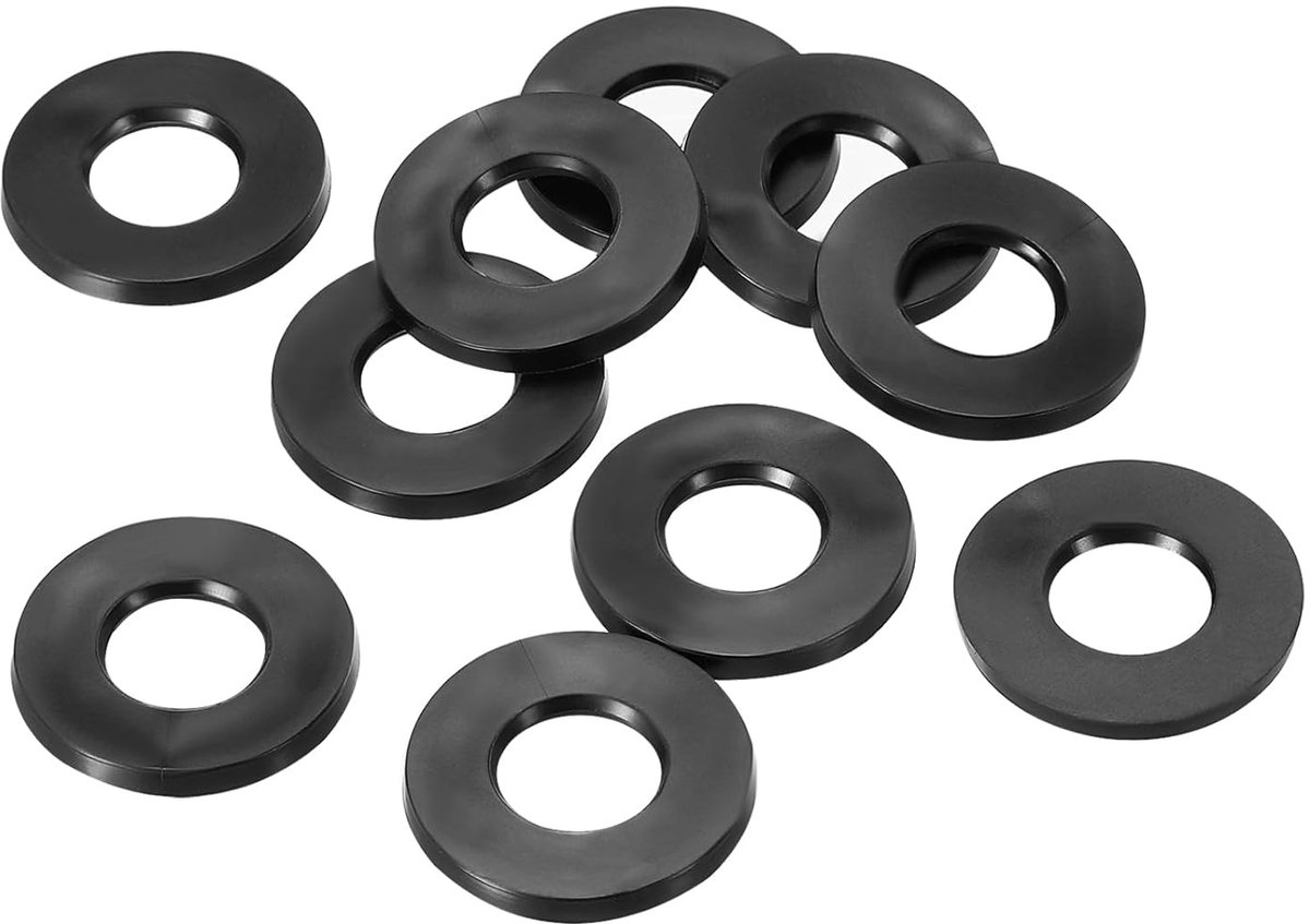 10 stuks platte sluitringen van rubber, M6, platte sluitring, 6 mm ID x 16 mm OD x 1,5 mm dik, afdichtring, scheidingsring, afdichting voor kraan, waterslang, bouten, bevestiging, zwart
