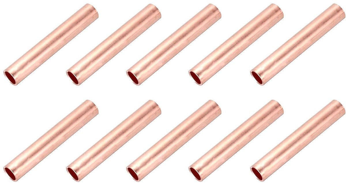 10 stuks niet-geïsoleerde rode koperen hulzen, GT-25 3 AWG klemaansluithulzen, draadconnectoren voor draadverbindingsmateriaal