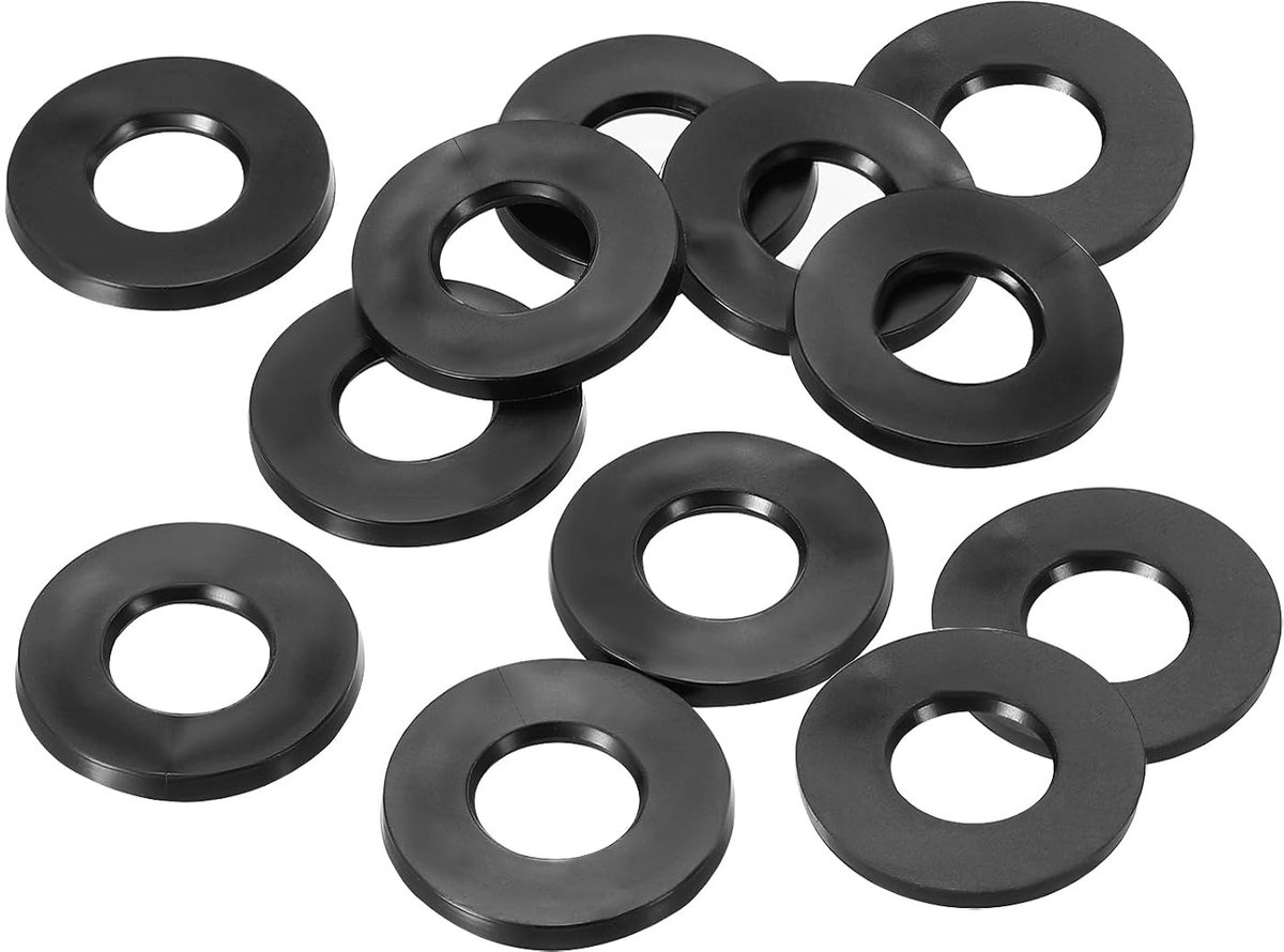 M10 Rubberen sluitringen, rubberen afdichting, rond, 12 stuks, 10 mm ID, 20 mm OD, 3 mm dik, platte sluitringen, set, afdichtingsrubber voor kraanbuis, bevestigingsschroef, zwart
