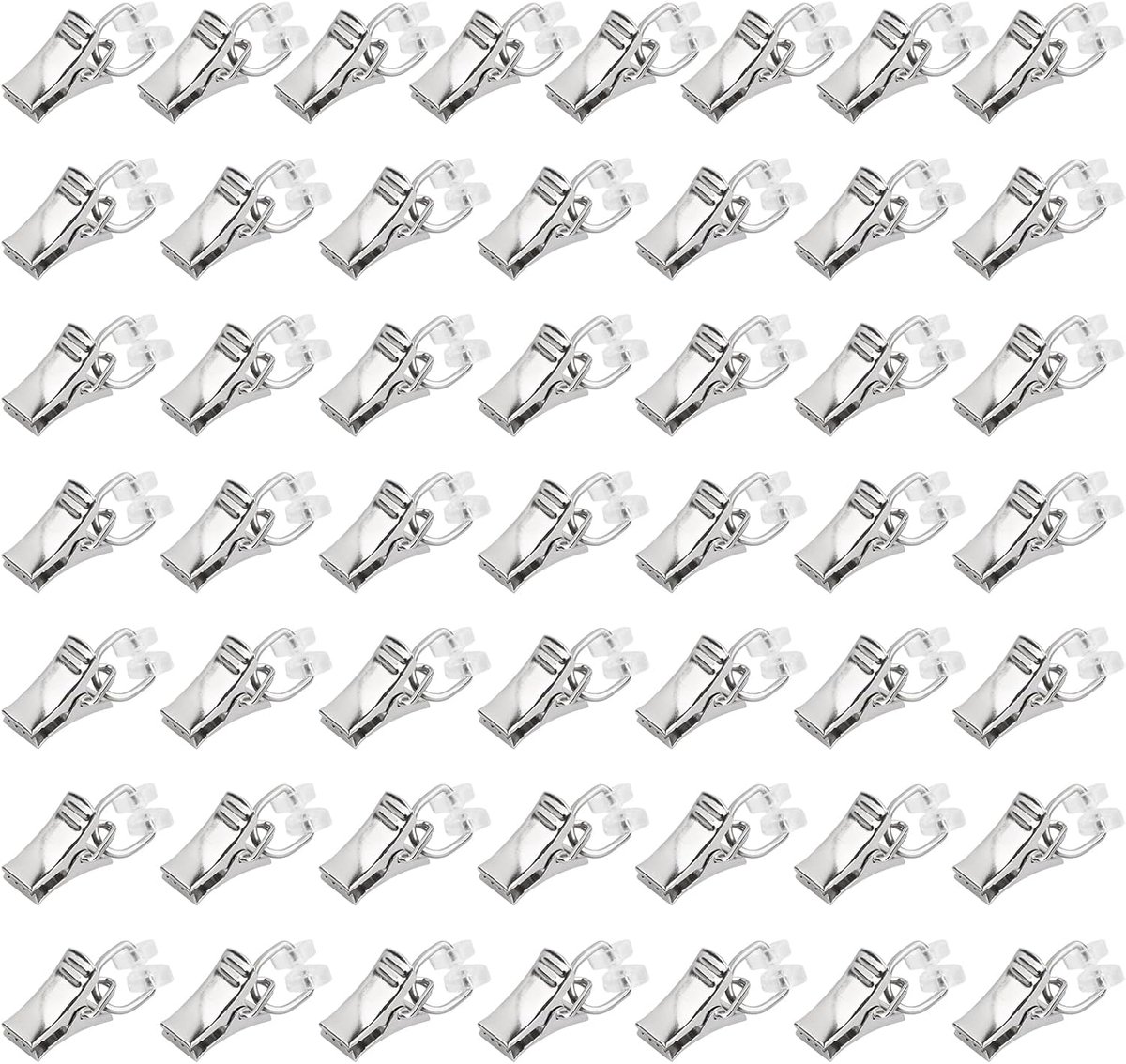 Gordijnklemmen met wielen, railglijders, gordijnrollen, van metaal, T-gordijnclips voor douchegordijn, deurgordijn, caravan (50 stuks)