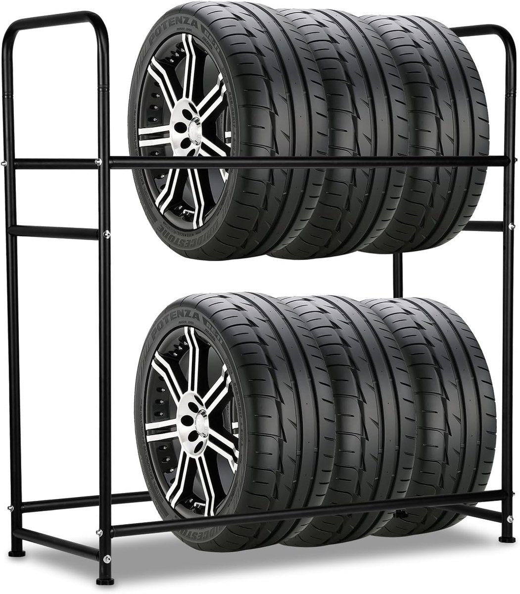 1 x bandenrek voor 8 banden met bandenbeschermhoes, in hoogte verstelbare bandenstandaard van metaal, 107 x 46 x 117 cm, tot 180 kg, voor garage, kelder, werkplaats
