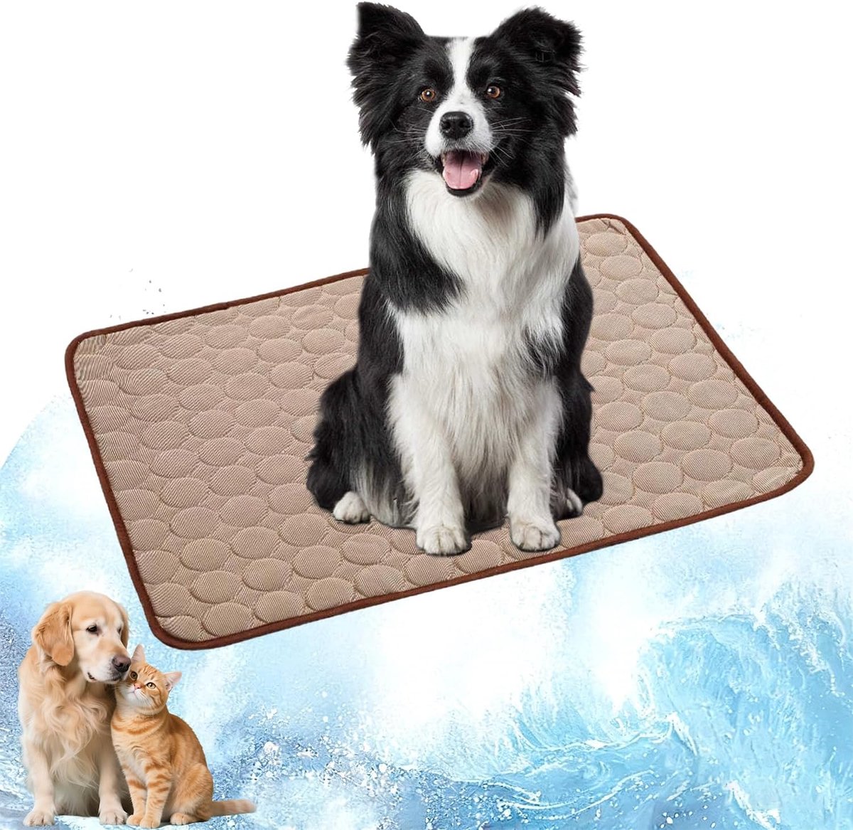 Koelmat voor huisdieren, 70 x 55 cm, voor de zomer, waterdicht, antislip, voor de zomer, L, bruin