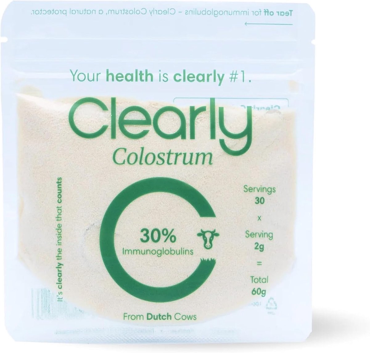 Colostrum poeder 30 porties - van Nederlandse koeien - 30% immunoglobulinen - ondersteunt de darmgezondheid - SnelShoppen