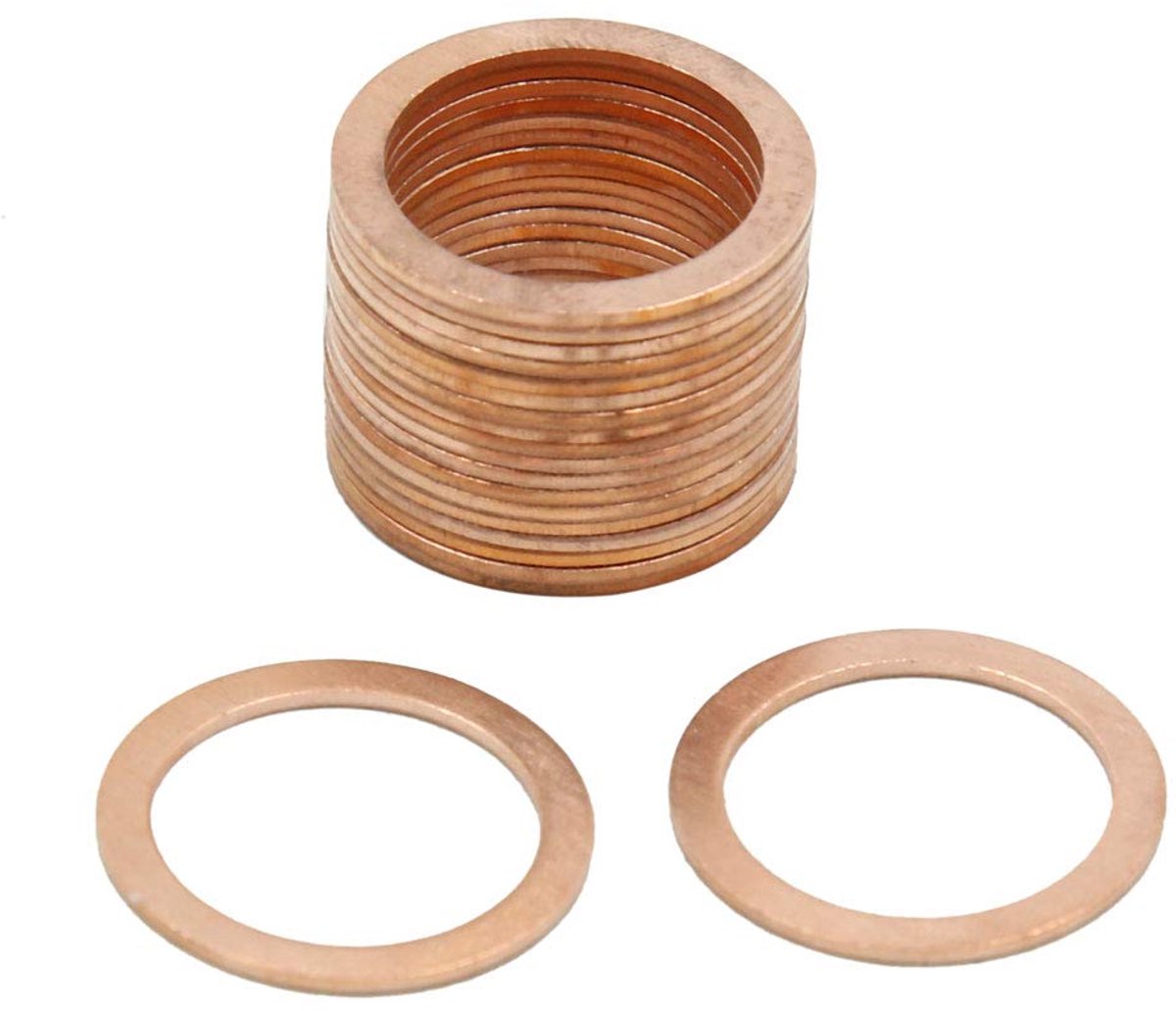 Map 18 mm binnendiameter sluitring koper, platform, afdichting, 20 stuks