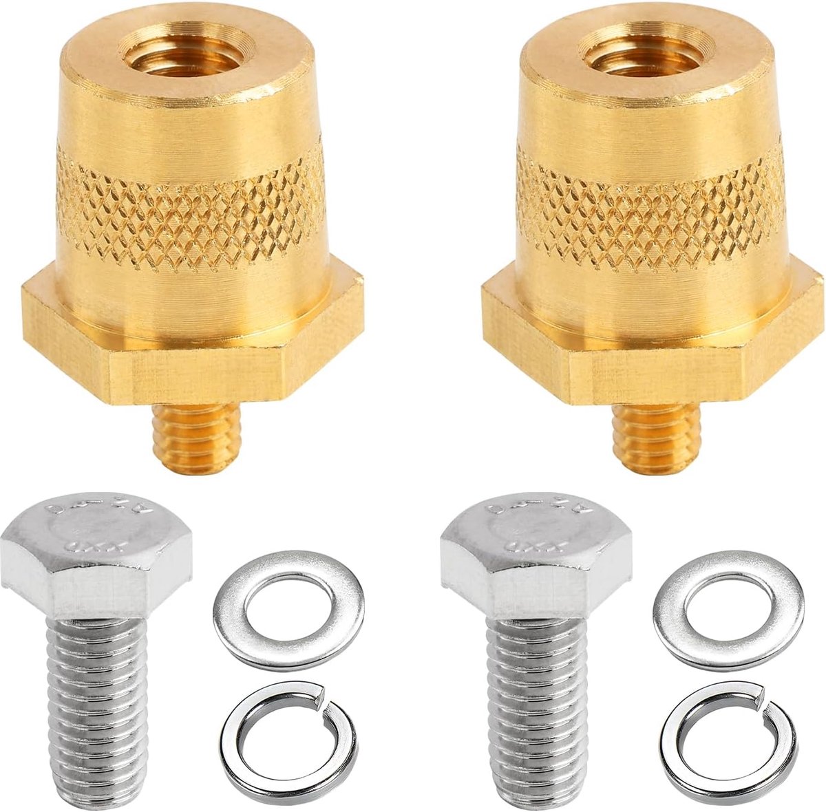 2 stuks autoaccuklemmen, paar adapters voor accu, accuklem M8, klem voor auto met buitendraad M8, paar batterijadapters van messing