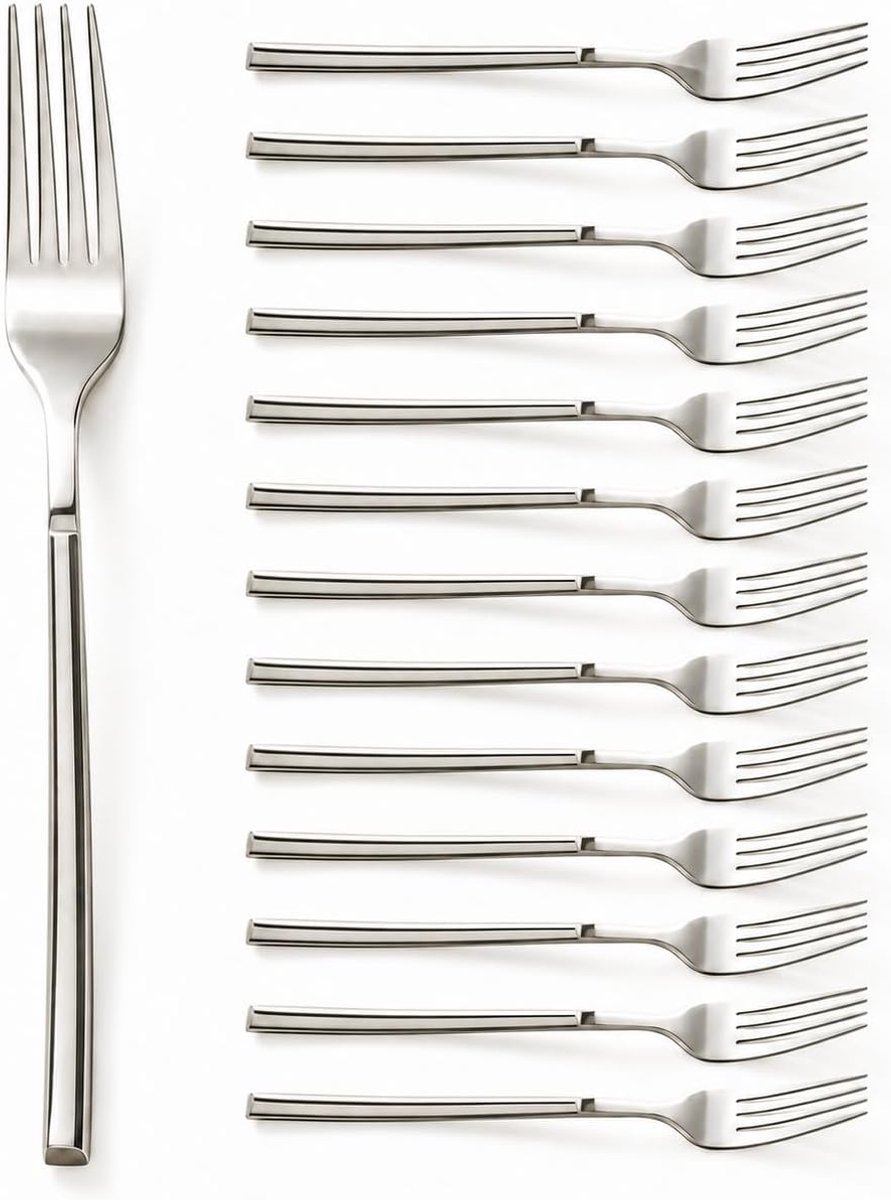 14 stuks tafelvorken van roestvrij staal, zilverkleurig, bestekset voor dessert, salade, cake, fruit, diner, herbruikbaar, voor keuken, restaurant, feest en dagelijkse maaltijden