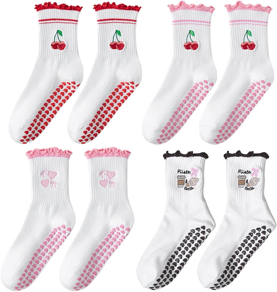 Sokken, Antislip Siliconen Polka Dots, Vrouwen Sport Fitness Sokken, Elastische Rib Sokken.