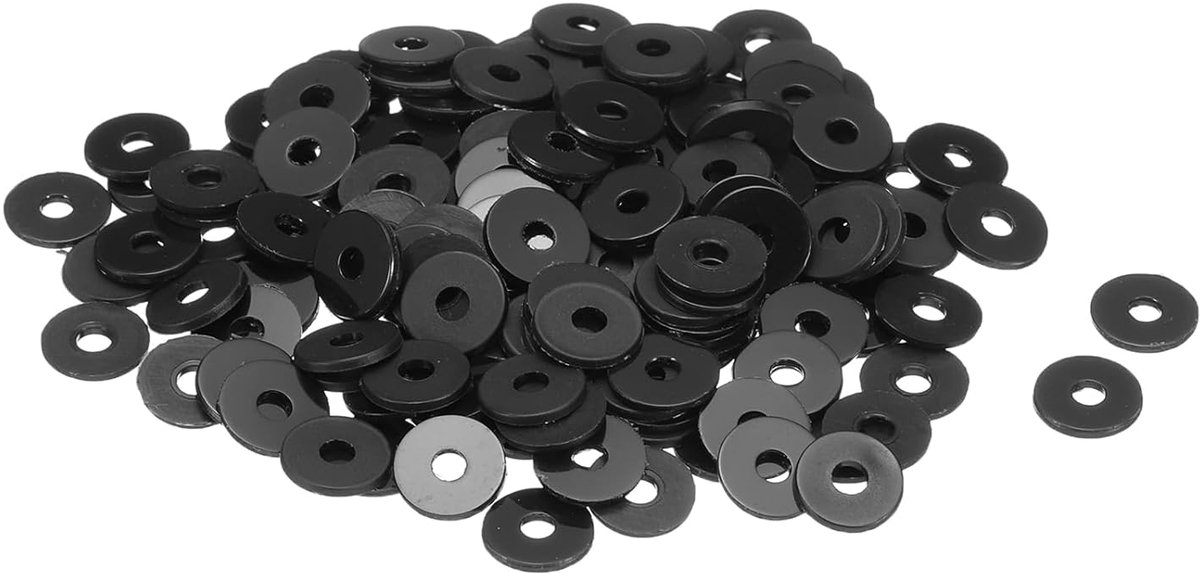 Platte afdichtingen 3 mm ID 10 mm OD 1 mm dik plain washer grommets kunststof plaat afdichting bevestigingselement afdichtingsring, zwart